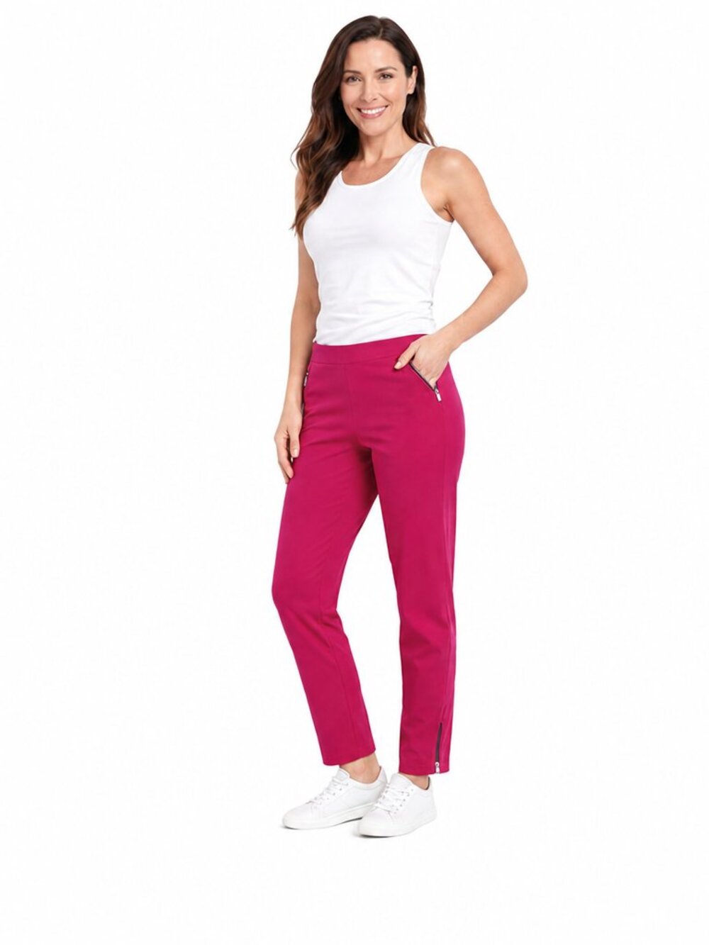 Chico’s Pink Pull-On Crop Pants Size 0.5 (6) | Stretch Waist, Zip Pockets, Zippe
